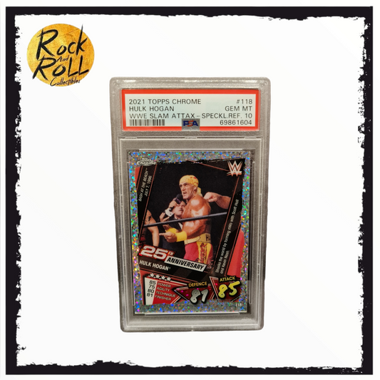 WWE Slam Attax - Hulk Hogan Speckle Refractor #118 - PSA GEM MT 10