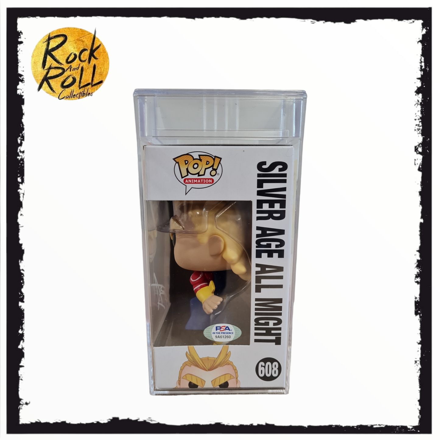 My Hero Academia - Silver Age All Might Funko Pop! #608 Signed by Christopher Sabat. PSA COA