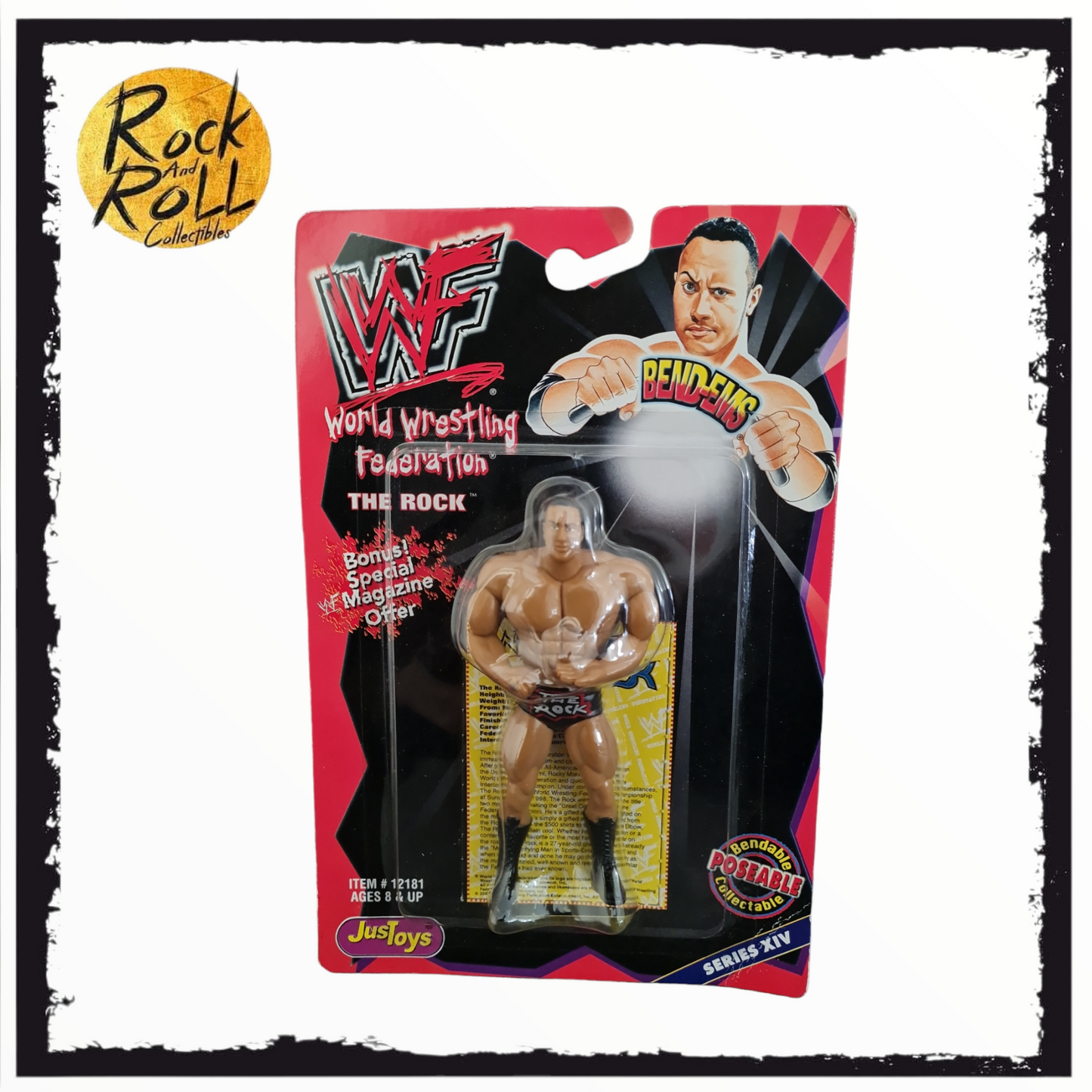 WWE JusToys Bend-Ems Series XIV - The Rock - Rare (In Protective Case)